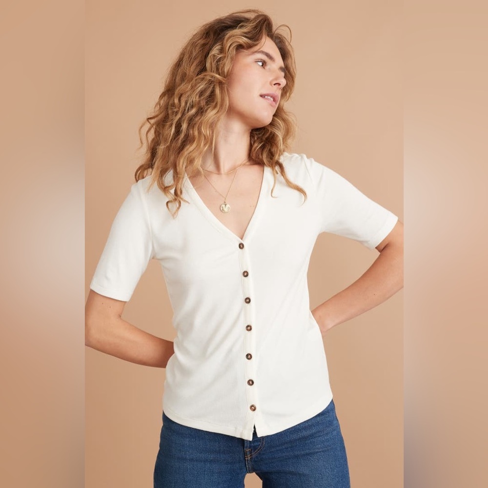 Lexi Ribbed Button Top - image 1